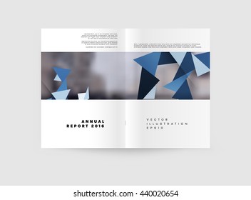 Geometric Cover Background, Brochure Template Layout for Annual Report or Magazine Design. A4 Booklet. Triangular or Polygonal Structures. Vector Illustration.