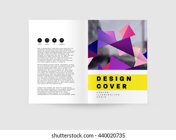 Geometric Cover Background, Brochure Template Layout for Annual Report or Magazine Design. A4 Booklet. Triangular or Polygonal Structures. Vector Illustration.