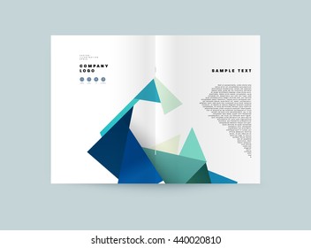 Geometric Cover Background, Brochure Template Layout for Annual Report or Magazine Design. A4 Booklet. Triangular or Polygonal Structures. Vector Illustration.