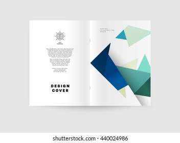 Geometric Cover Background, Brochure Template Layout for Annual Report or Magazine Design. A4 Booklet. Triangular or Polygonal Structures. Vector Illustration