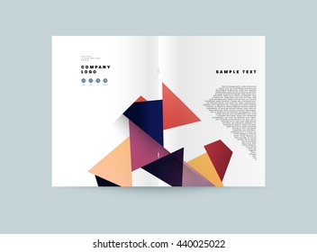 Geometrisches Titelhintergrund, Broschüren-Vorlagenlayout für den Geschäftsbericht oder Magazin-Design. A4-Broschüre. Dreieckige oder polygonale Strukturen. Vektorgrafik