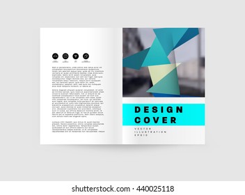 Geometric Cover Background, Brochure Template Layout for Annual Report or Magazine Design. A4 Booklet. Triangular or Polygonal Structures. Vector Illustration