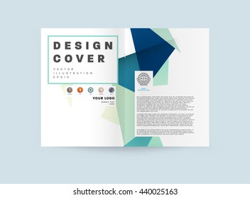 Geometric Cover Background, Brochure Template Layout for Annual Report or Magazine Design. A4 Booklet. Triangular or Polygonal Structures. Vector Illustration