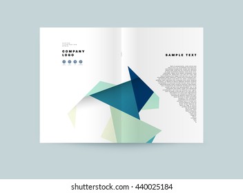 Geometric Cover Background, Brochure Template Layout for Annual Report or Magazine Design. A4 Booklet. Triangular or Polygonal Structures. Vector Illustration