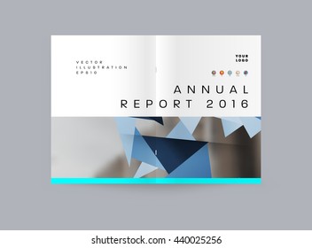 Geometric Cover Background, Brochure Template Layout for Annual Report or Magazine Design. A4 Booklet. Triangular or Polygonal Structures. Vector Illustration