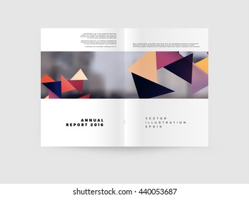 Geometric Cover Background, Brochure Template Layout for Annual Report or Magazine Design. A4 Booklet. Triangular or Polygonal Structures. Vector Illustration