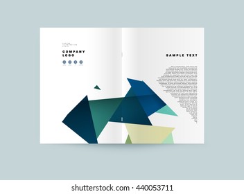 Geometric Cover Background, Brochure Template Layout for Annual Report or Magazine Design. A4 Booklet. Triangular or Polygonal Structures. Vector Illustration