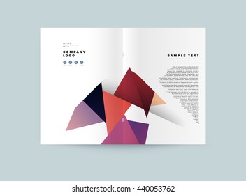 Geometric Cover Background, Brochure Template Layout for Annual Report or Magazine Design. A4 Booklet. Triangular or Polygonal Structures. Vector Illustration