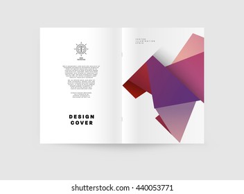 Geometric Cover Background, Brochure Template Layout for Annual Report or Magazine Design. A4 Booklet. Triangular or Polygonal Structures. Vector Illustration