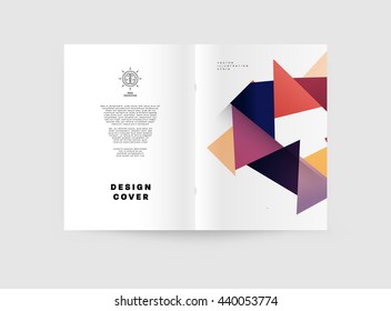 Geometric Cover Background, Brochure Template Layout for Annual Report or Magazine Design. A4 Booklet. Triangular or Polygonal Structures. Vector Illustration