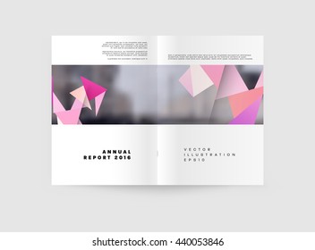 Geometric Cover Background, Brochure Template Layout for Annual Report or Magazine Design. A4 Booklet. Triangular or Polygonal Structures. Vector Illustration