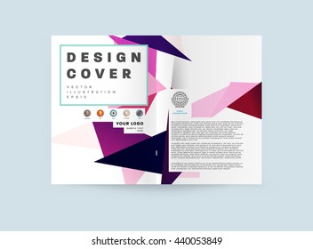 Geometric Cover Background, Brochure Template Layout for Annual Report or Magazine Design. A4 Booklet. Triangular or Polygonal Structures. Vector Illustration