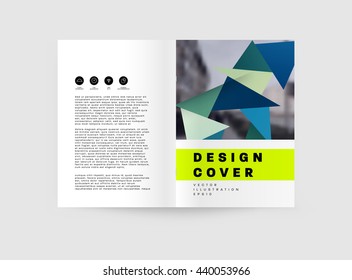 Geometric Cover Background, Brochure Template Layout for Annual Report or Magazine Design. A4 Booklet. Triangular or Polygonal Structures. Vector Illustration