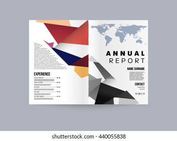 Geometrisches Titelhintergrund, Broschüren-Vorlagenlayout für den Geschäftsbericht oder Magazin-Design. A4-Broschüre. Dreieckige oder polygonale Strukturen. Vektorgrafik