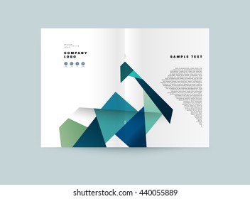 Geometric Cover Background, Brochure Template Layout for Annual Report or Magazine Design. A4 Booklet. Triangular or Polygonal Structures. Vector Illustration