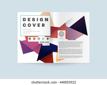 Geometric Cover Background, Brochure Template Layout for Annual Report or Magazine Design. A4 Booklet. Triangular or Polygonal Structures. Vector Illustration