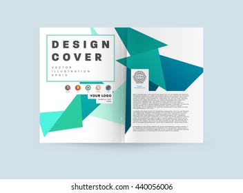 Geometric Cover Background, Brochure Template Layout for Annual Report or Magazine Design. A4 Booklet. Triangular or Polygonal Structures. Vector Illustration