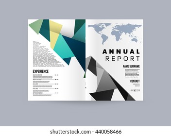 Geometric Cover Background, Brochure Template Layout for Annual Report or Magazine Design. A4 Booklet. Triangular or Polygonal Structures. Vector Illustration