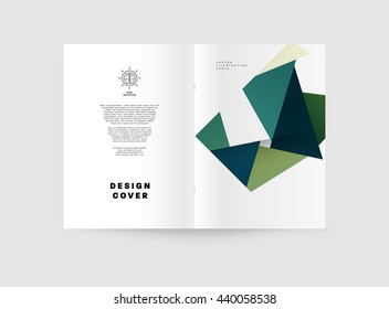 Geometric Cover Background, Brochure Template Layout for Annual Report or Magazine Design. A4 Booklet. Triangular or Polygonal Structures. Vector Illustration