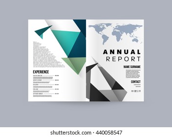 Geometric Cover Background, Brochure Template Layout for Annual Report or Magazine Design. A4 Booklet. Triangular or Polygonal Structures. Vector Illustration