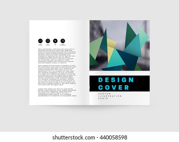 Geometric Cover Background, Brochure Template Layout for Annual Report or Magazine Design. A4 Booklet. Triangular or Polygonal Structures. Vector Illustration