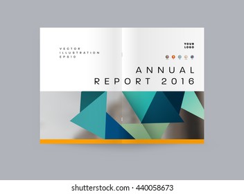 Geometric Cover Background, Brochure Template Layout for Annual Report or Magazine Design. A4 Booklet. Triangular or Polygonal Structures. Vector Illustration