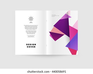 Geometric Cover Background, Brochure Template Layout for Annual Report or Magazine Design. A4 Booklet. Triangular or Polygonal Structures. Vector Illustration