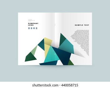 Fondo de la cubierta geométrica, Diseño de la plantilla de folleto para el informe anual o el diseño de la revista. Folleto A4. Estructuras triangulares o poligonales. Ilustración vectorial