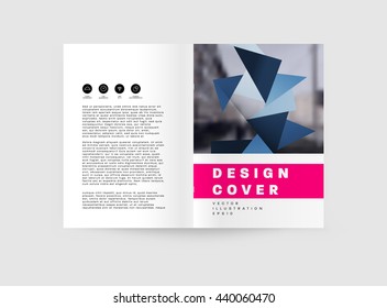 Geometric Cover Background, Brochure Template Layout for Annual Report or Magazine Design. A4 Booklet. Triangular or Polygonal Structures. Vector Illustration.