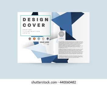 Geometric Cover Background, Brochure Template Layout for Annual Report or Magazine Design. A4 Booklet. Triangular or Polygonal Structures. Vector Illustration.