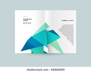 Geometric Cover Background, Brochure Template Layout for Annual Report or Magazine Design. A4 Booklet. Triangular or Polygonal Structures. Vector Illustration.