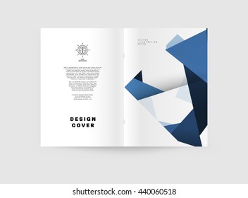 Fondo de la cubierta geométrica, Diseño de la plantilla de folleto para el informe anual o el diseño de la revista. Folleto A4. Estructuras triangulares o poligonales. Ilustración vectorial.
