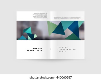 Geometric Cover Background, Brochure Template Layout for Annual Report or Magazine Design. A4 Booklet. Triangular or Polygonal Structures. Vector Illustration.