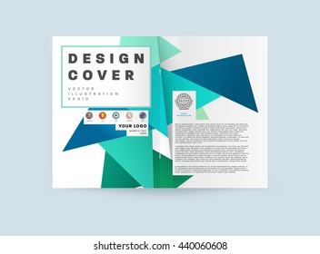 Geometric Cover Background, Brochure Template Layout for Annual Report or Magazine Design. A4 Booklet. Triangular or Polygonal Structures. Vector Illustration.