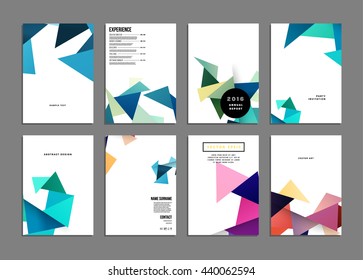 Geometric Cover Background, Brochure Template Layout for Annual Report or Magazine Design. A4 Booklet. Triangular or Polygonal Structures. Vector Illustration.