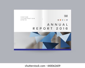 Geometric Cover Background, Brochure Template Layout for Annual Report or Magazine Design. A4 Booklet. Triangular or Polygonal Structures. Vector Illustration.