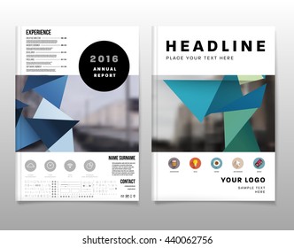 Geometric Cover Background, Brochure Template Layout for Annual Report or Magazine Design. A4 Booklet. Triangular or Polygonal Structures. Vector Illustration.