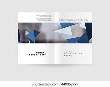 Geometric Cover Background, Brochure Template Layout for Annual Report or Magazine Design. A4 Booklet. Triangular or Polygonal Structures. Vector Illustration.