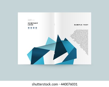 Geometric Cover Background, Brochure Template Layout for Annual Report or Magazine Design. A4 Booklet. Triangular or Polygonal Structures. Vector Illustration