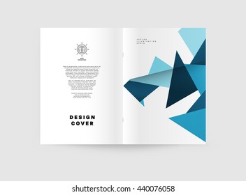 Geometric Cover Background, Brochure Template Layout for Annual Report or Magazine Design. A4 Booklet. Triangular or Polygonal Structures. Vector Illustration