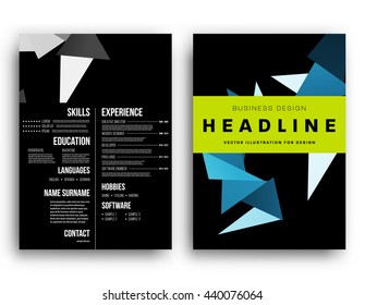 Geometric Cover Background, Brochure Template Layout for Annual Report or Magazine Design. A4 Booklet. Triangular or Polygonal Structures. Vector Illustration