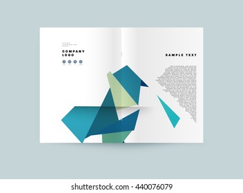 Fondo de la cubierta geométrica, Diseño de la plantilla de folleto para el informe anual o el diseño de la revista. Folleto A4. Estructuras triangulares o poligonales. Ilustración vectorial