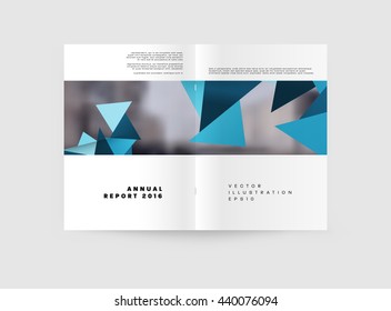 Geometric Cover Background, Brochure Template Layout for Annual Report or Magazine Design. A4 Booklet. Triangular or Polygonal Structures. Vector Illustration