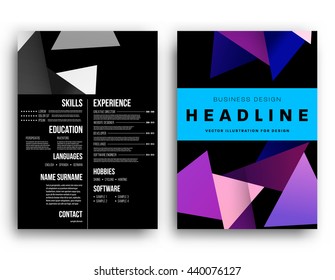 Geometrisches Titelhintergrund, Broschüren-Vorlagenlayout für den Geschäftsbericht oder Magazin-Design. A4-Broschüre. Dreieckige oder polygonale Strukturen. Vektorgrafik