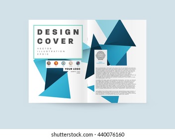 Geometric Cover Background, Brochure Template Layout for Annual Report or Magazine Design. A4 Booklet. Triangular or Polygonal Structures. Vector Illustration