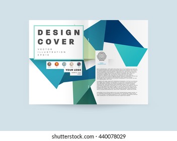 Geometric Cover Background, Brochure Template Layout for Annual Report or Magazine Design. A4 Booklet. Triangular or Polygonal Structures. Vector Illustration
