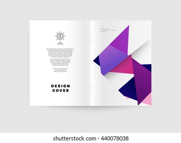 Geometric Cover Background, Brochure Template Layout for Annual Report or Magazine Design. A4 Booklet. Triangular or Polygonal Structures. Vector Illustration