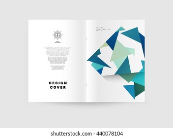 Geometrisches Titelhintergrund, Broschüren-Vorlagenlayout für den Geschäftsbericht oder Magazin-Design. A4-Broschüre. Dreieckige oder polygonale Strukturen. Vektorgrafik