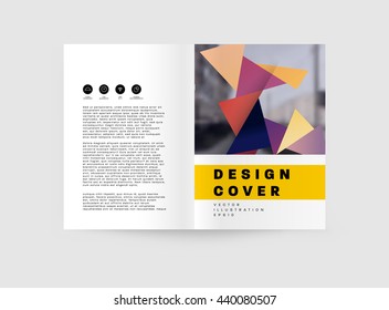 Geometric Cover Background, Brochure Template Layout for Annual Report or Magazine Design. A4 Booklet. Triangular or Polygonal Structures. Vector Illustration