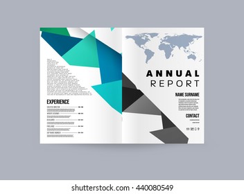 Geometric Cover Background, Brochure Template Layout for Annual Report or Magazine Design. A4 Booklet. Triangular or Polygonal Structures. Vector Illustration